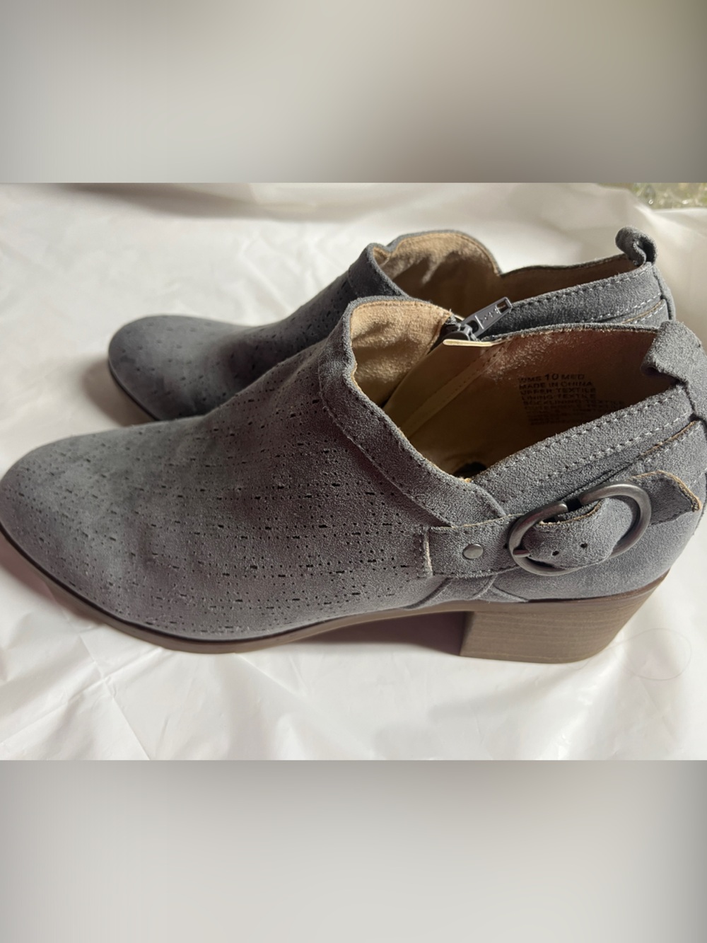 Sonoma Gray Suede Ankle Booties with Buckle size 10